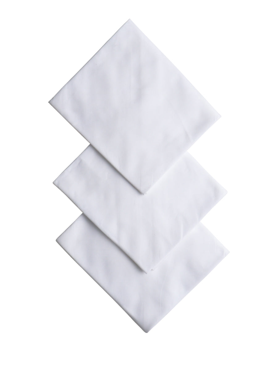 Cotton White Hand Kerchief (3 in 1)