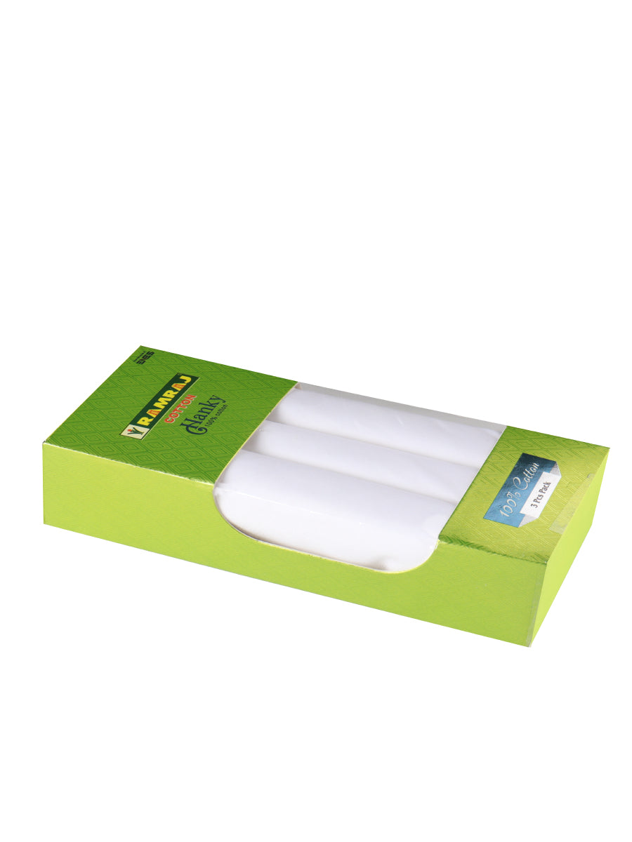 Cotton White Hand Kerchief (3 in 1)-Ad vert