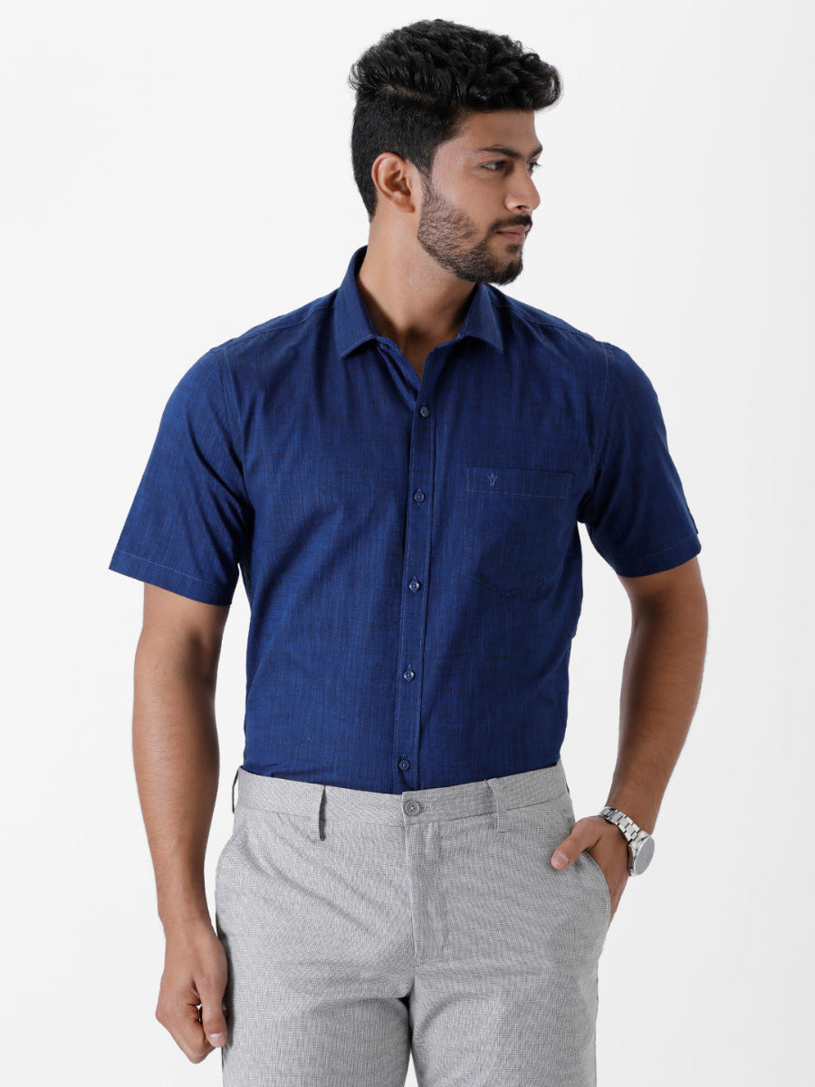 Mens Formal Shirt Half Sleeves Dark Blue CL2 GT20