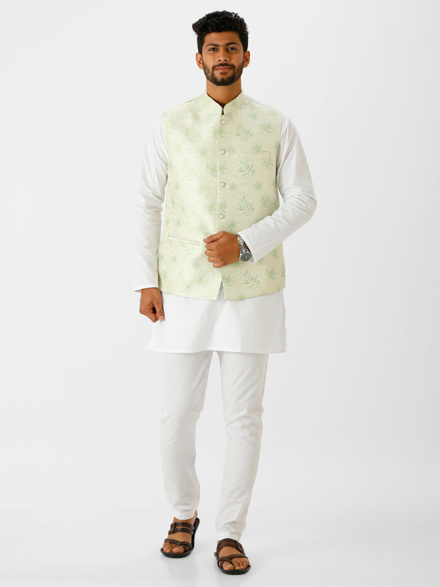 Mens Fancy Ethnic Jacket Green-Full view