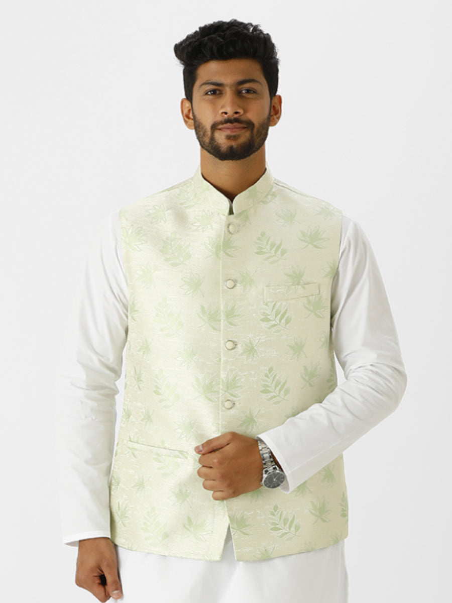 Mens Fancy Ethnic Jacket Green