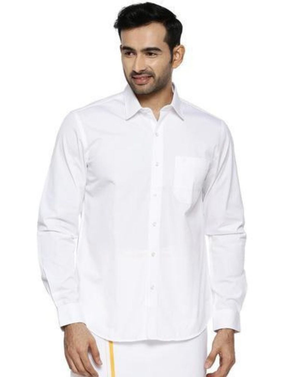 Mens Cotton White Shirt Full Sleeves Plus Size Pure Cotton