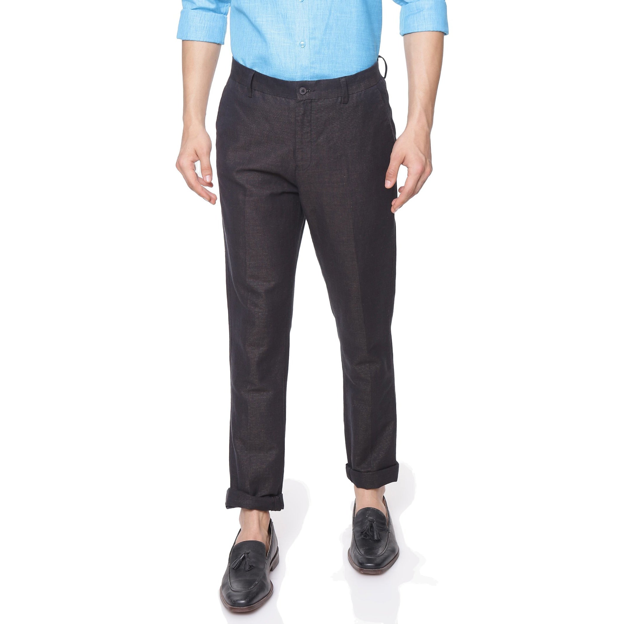 Mens Linen Cotton Pant Black Sandal