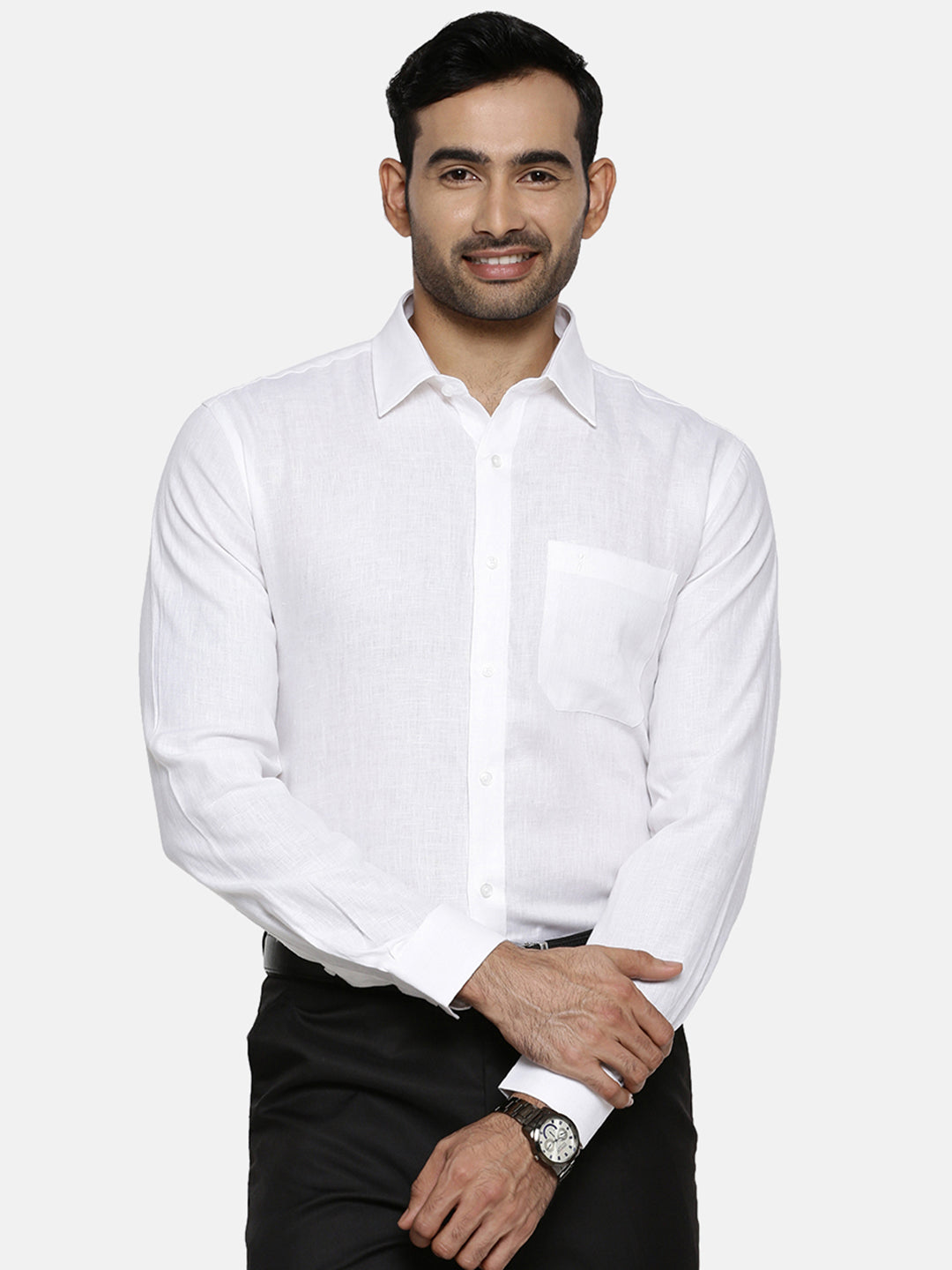 Mens Uniform Pure Linen White Shirt Full Sleeves