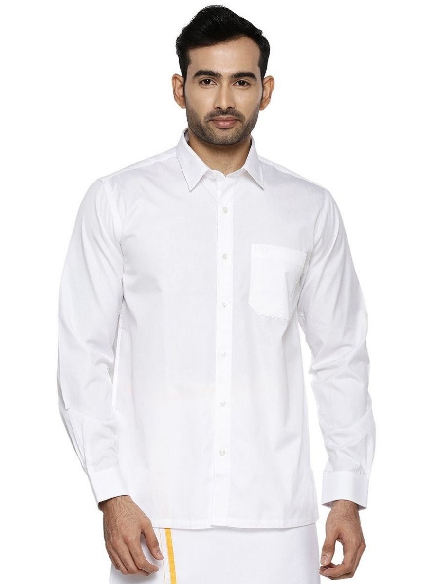 Mens Cotton White Shirt Full Sleeves Royal Cotton