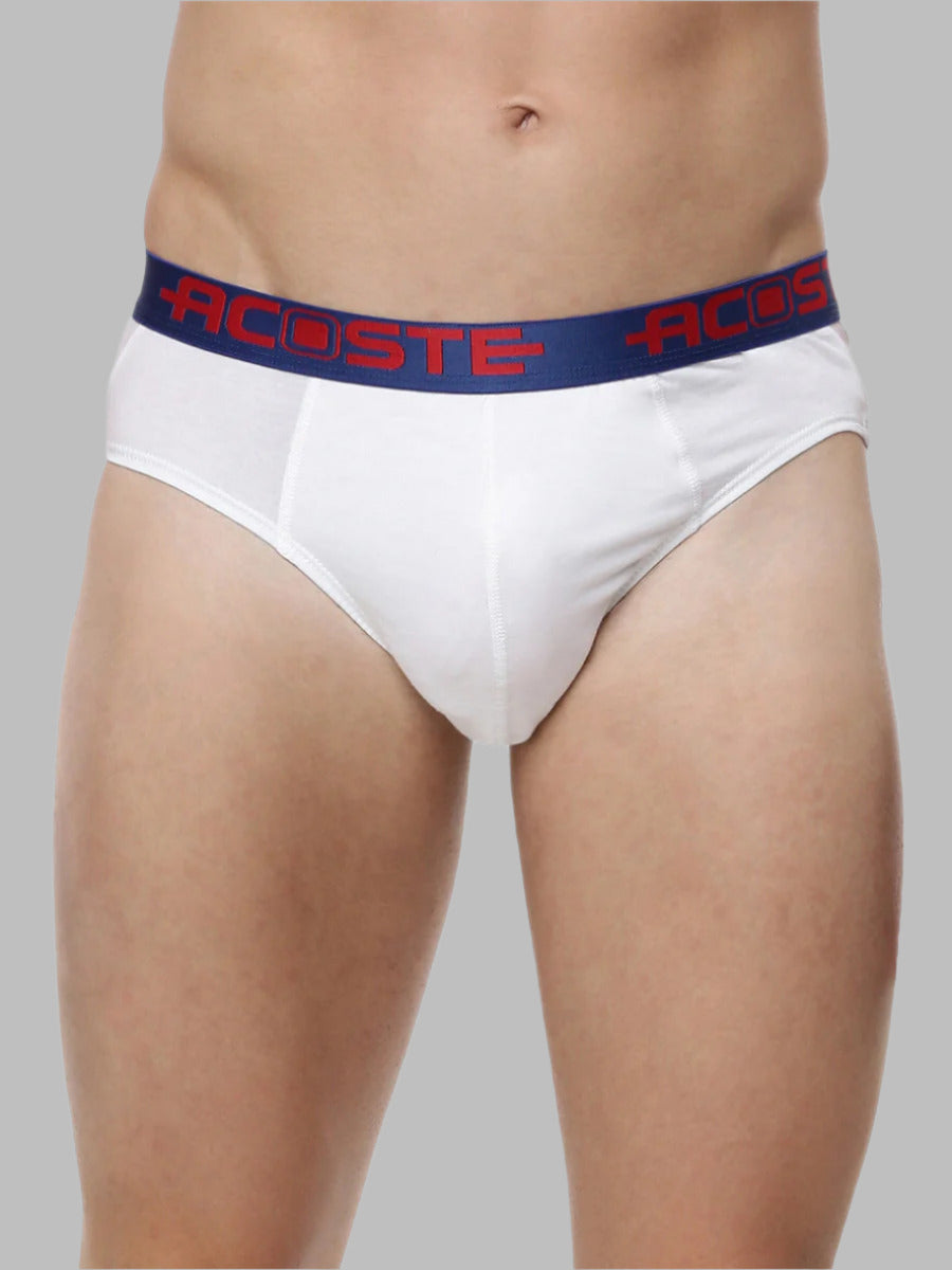 Soft Combed Rib White Outer Elastic Brief Acoste 1015 (2PCs Pack)