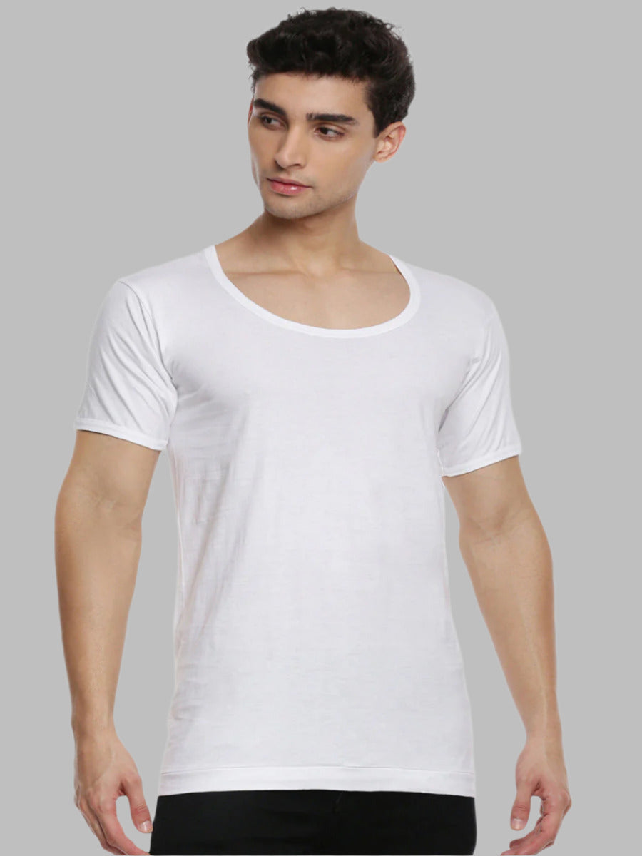 Soft Combed Cotton Single Jersy White Banian RNS Acoste (2PCs Pack )