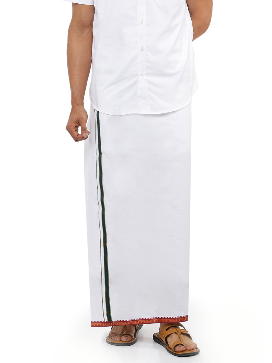 Mens White Dhoti With Big Border Mercury