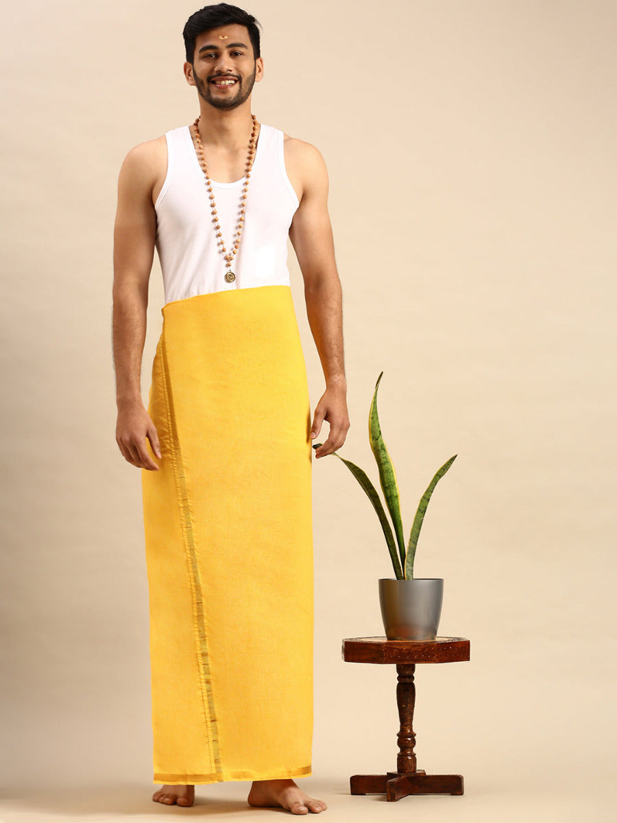 Mens Color Dhoti with 3/4" Gold Jari Border Cosmic 2 GLD