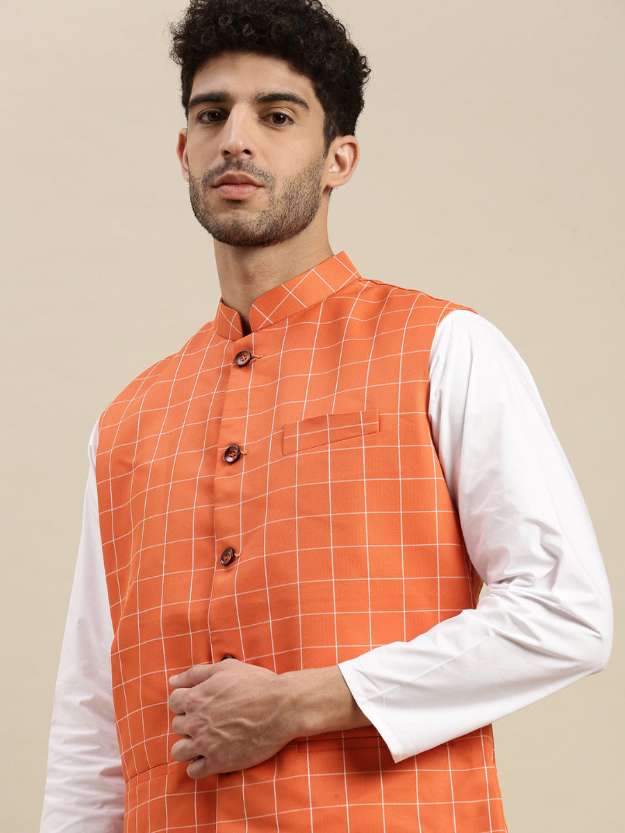 Mens Ethnic Jacket Orange DC2-Side view