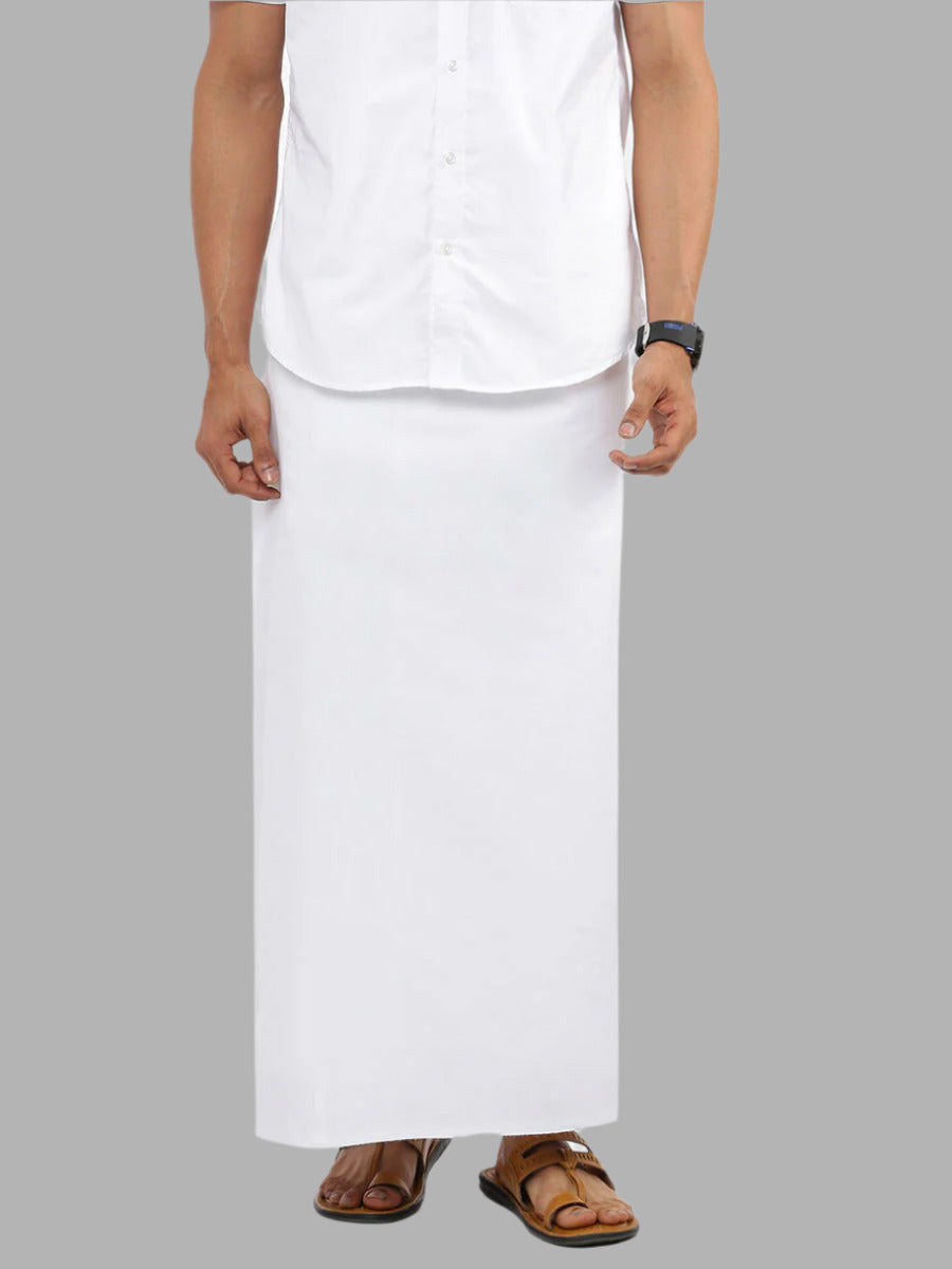 Mens Single Dhoti White with Small Border Naval Paramas