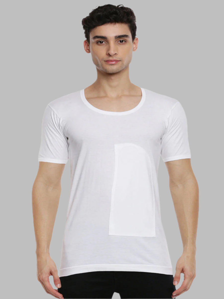 Mens Fine Cotton White Pocket Banian RNS Sukra (2 PCs Pack)