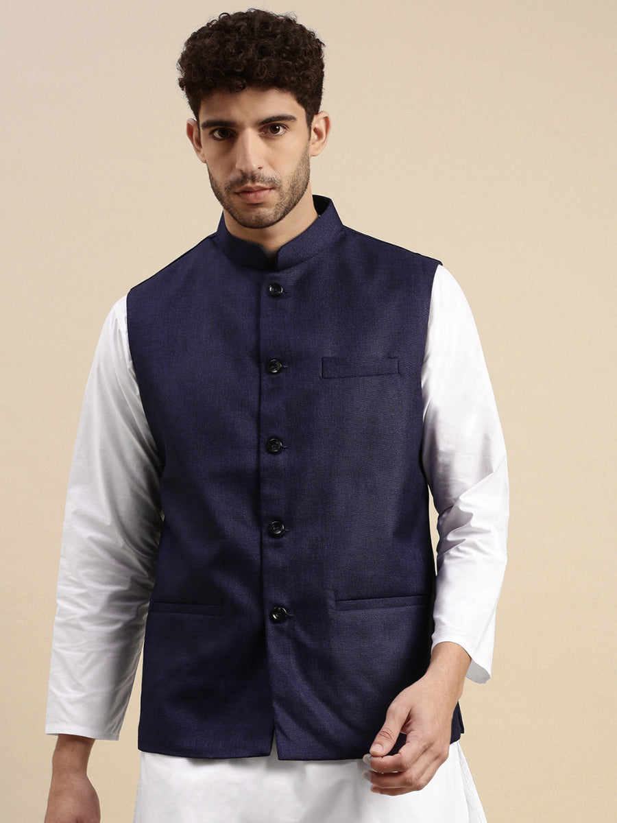 Mens Ethnic Jacket Navy DW14