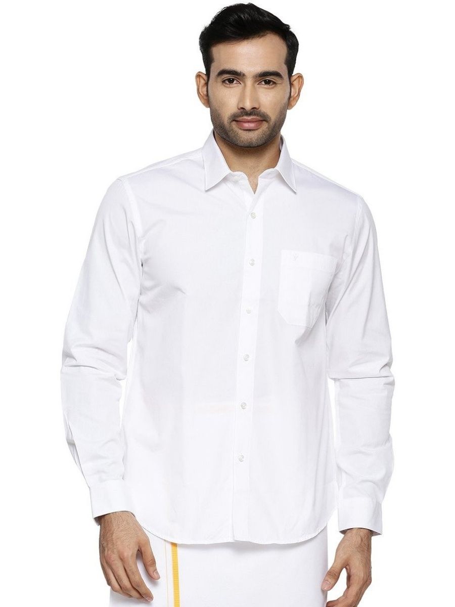 Mens Cotton Mixed White Shirt Full Sleeves Nanow