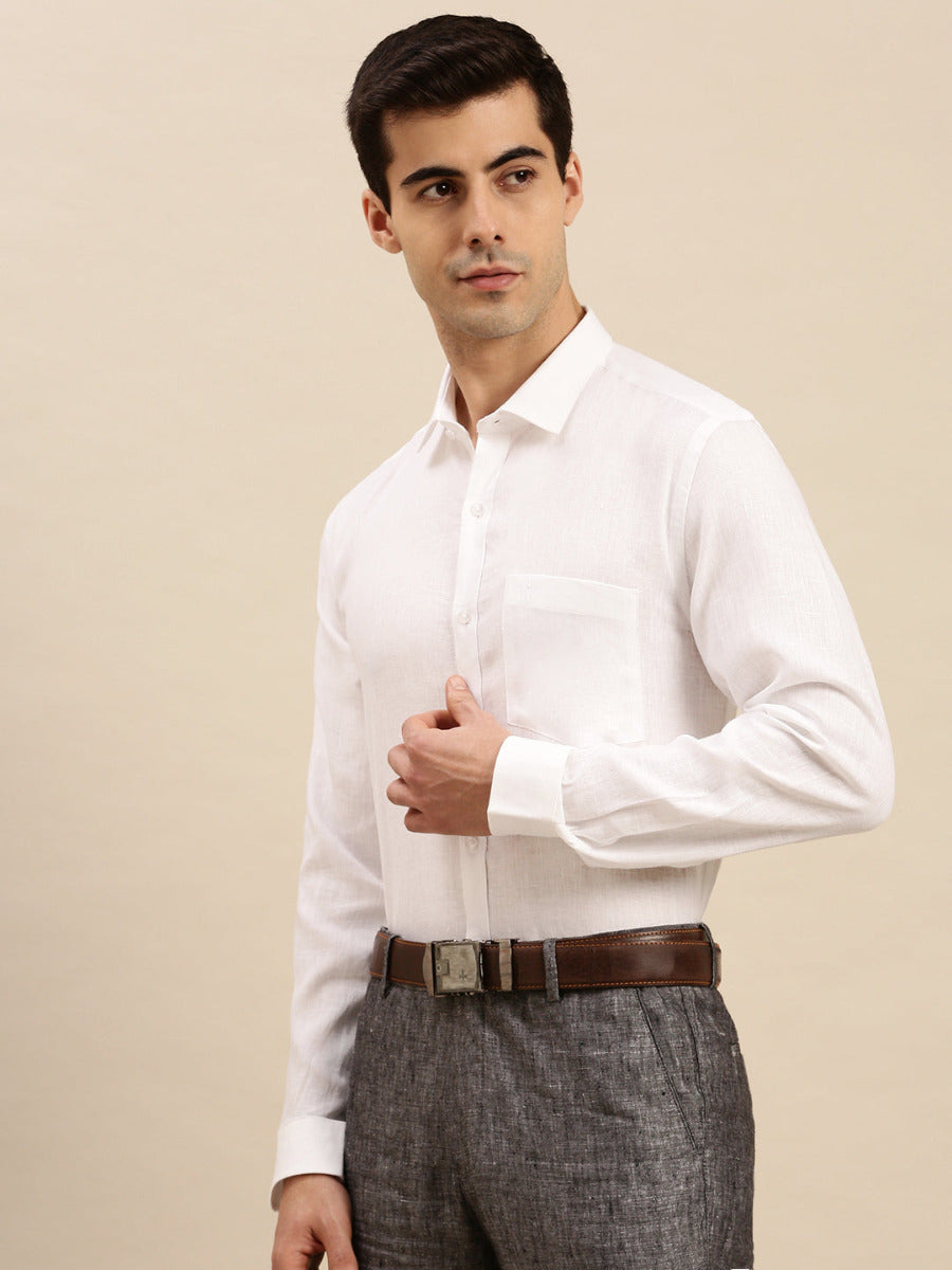 Mens Smart Fit Cotton White Shirt Full Sleeves Challenge -Side view