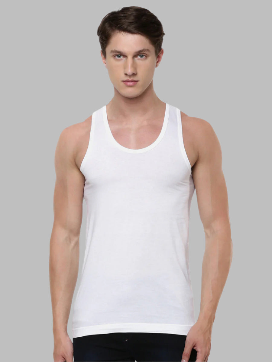 Soft Combed Cotton Single Jersey White Banian RN Acoste (2PCs Pack)
