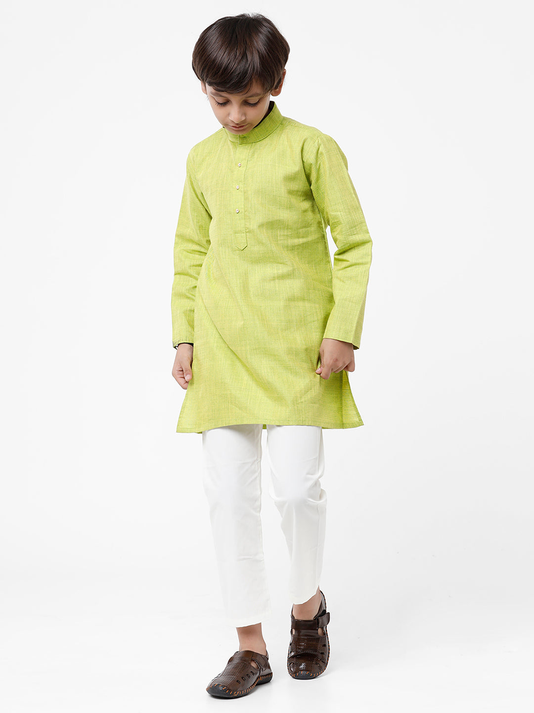 Boys Kurta Pyjama Set Fuego Green-Front view