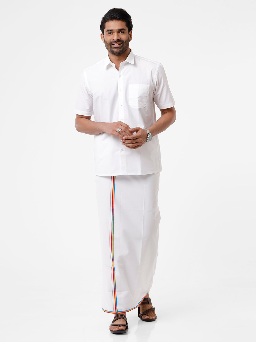 Cotton Political Dhoti - PMK-Front view