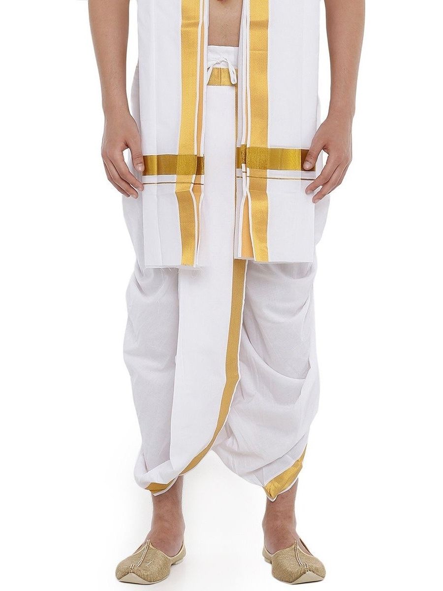 Mens Ready Made Panchakacham White J 1 1-2-Bottom view