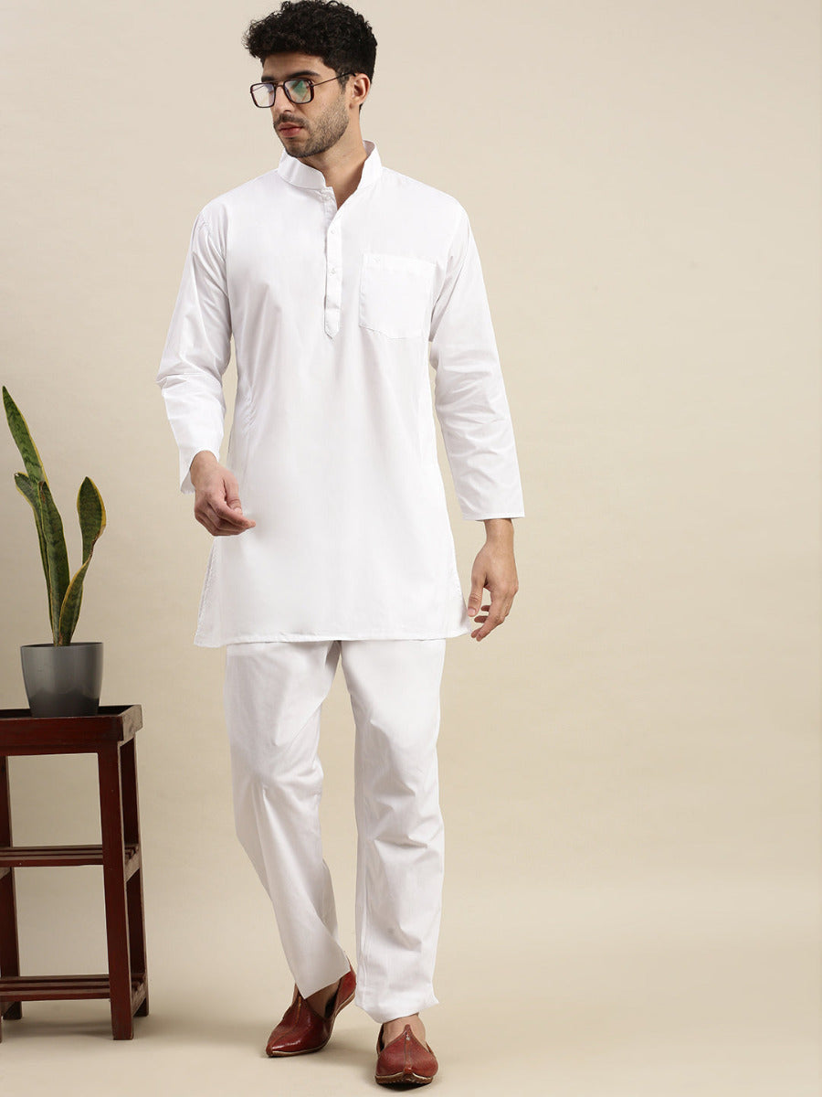 Men's White Linen Pajama Shirt (Top Only)