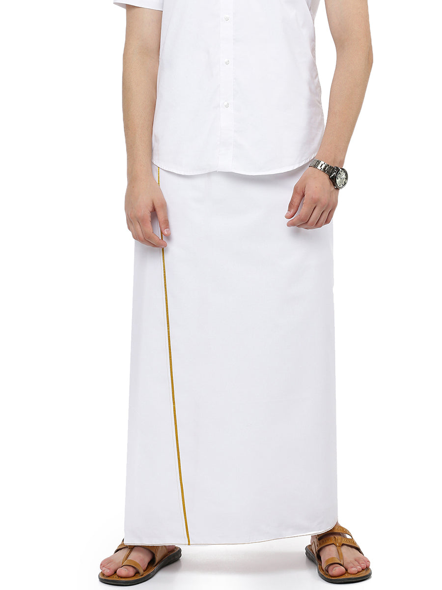 Mens Single Dhoti with Small Border Smart Nice Jari Dhoti