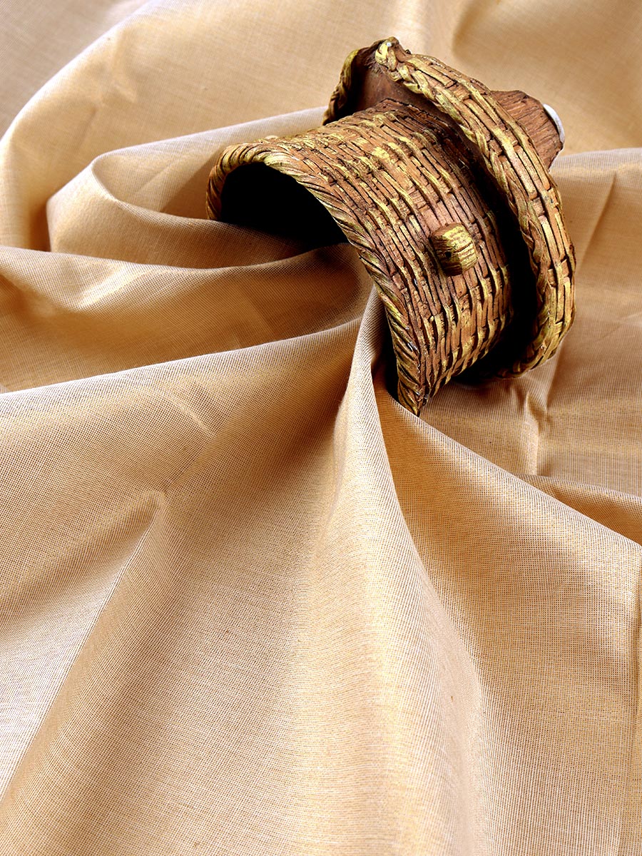 Mens Tissue Unstitched Shirt & Dhoti Celebrity Set Gold-Close view