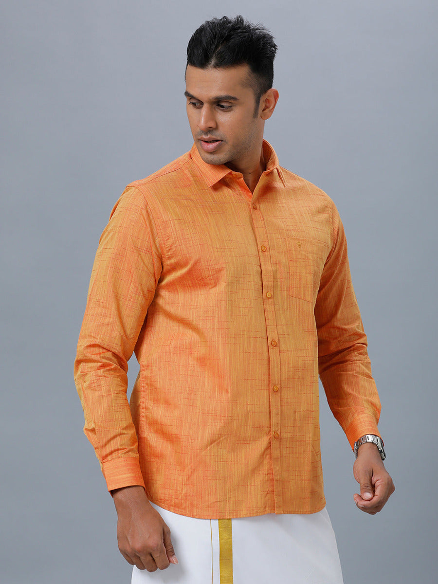 Mens Formal Shirt Full Sleeves Light Orange T20 CR5-Side view