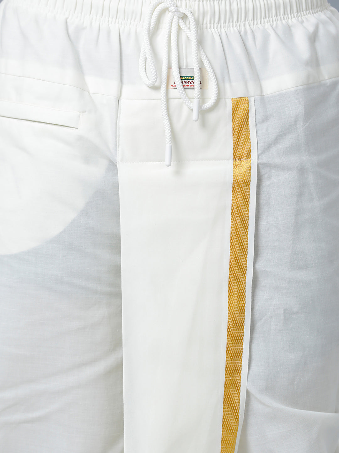 Mens Cream Shirt with Readymade Panchakacham Angavastram Set 3/4" Prakaspathi-Bottom view