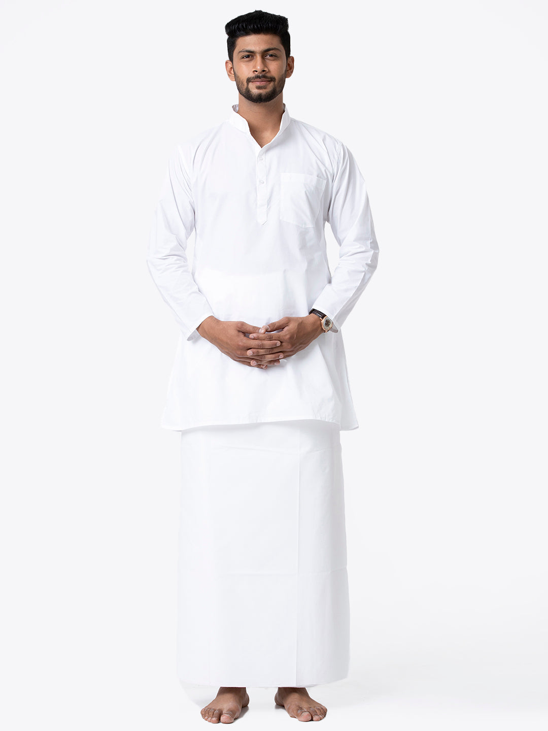 Mens 100% Cotton Prayer Dhoti with Shirting Set 2.25m Ihram