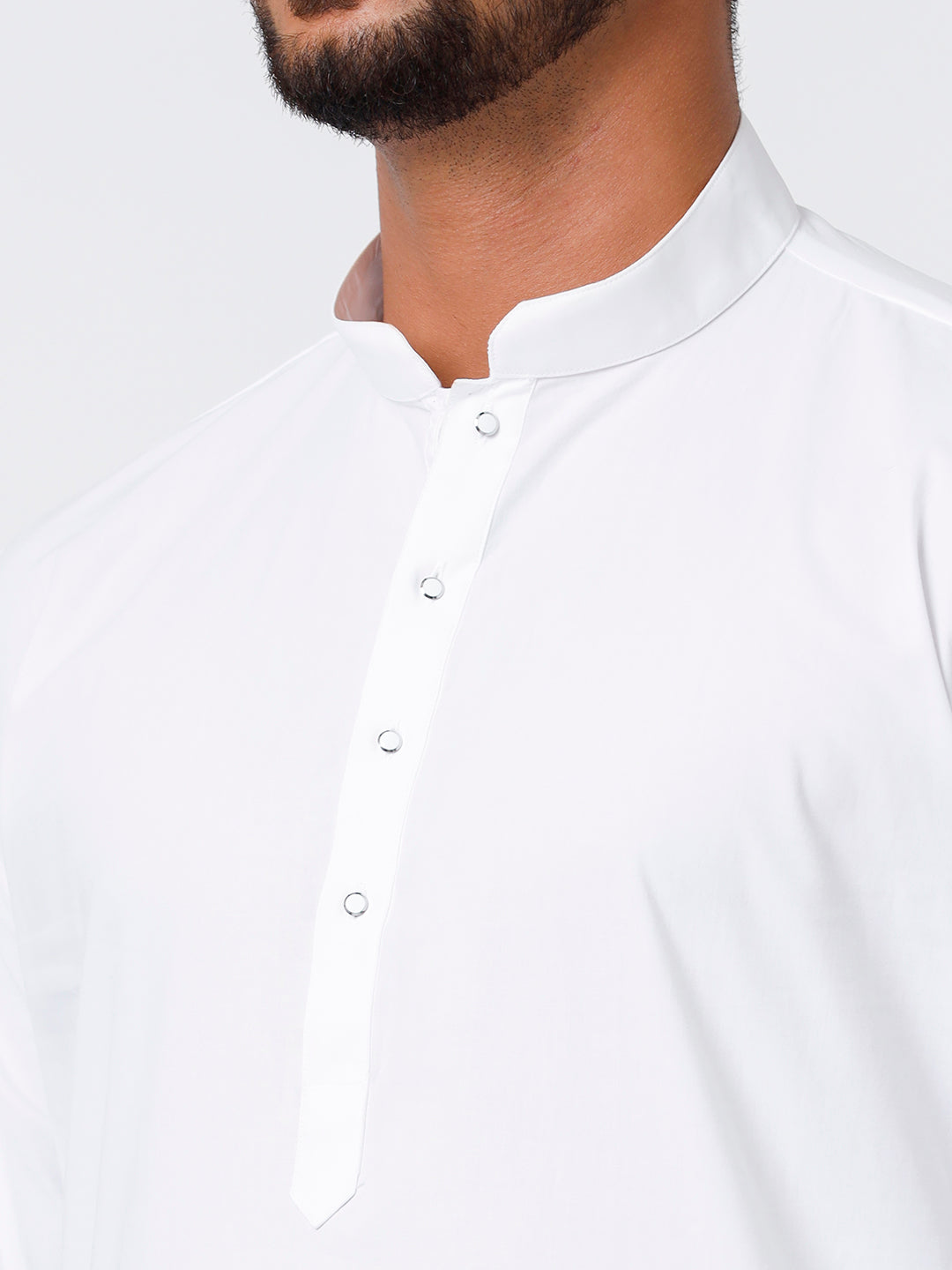 Mens Cotton Full Sleeve White Medium Kurta with Prayer Dhoti Combo Quba-Zoom view