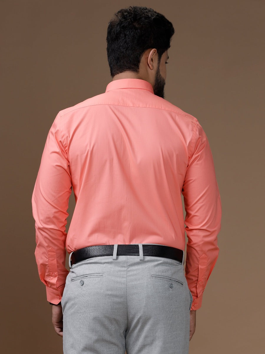 Mens Formal Cotton Spandex 2 Way Stretch Full Sleeves Light Pink Shirt LY9-Back view