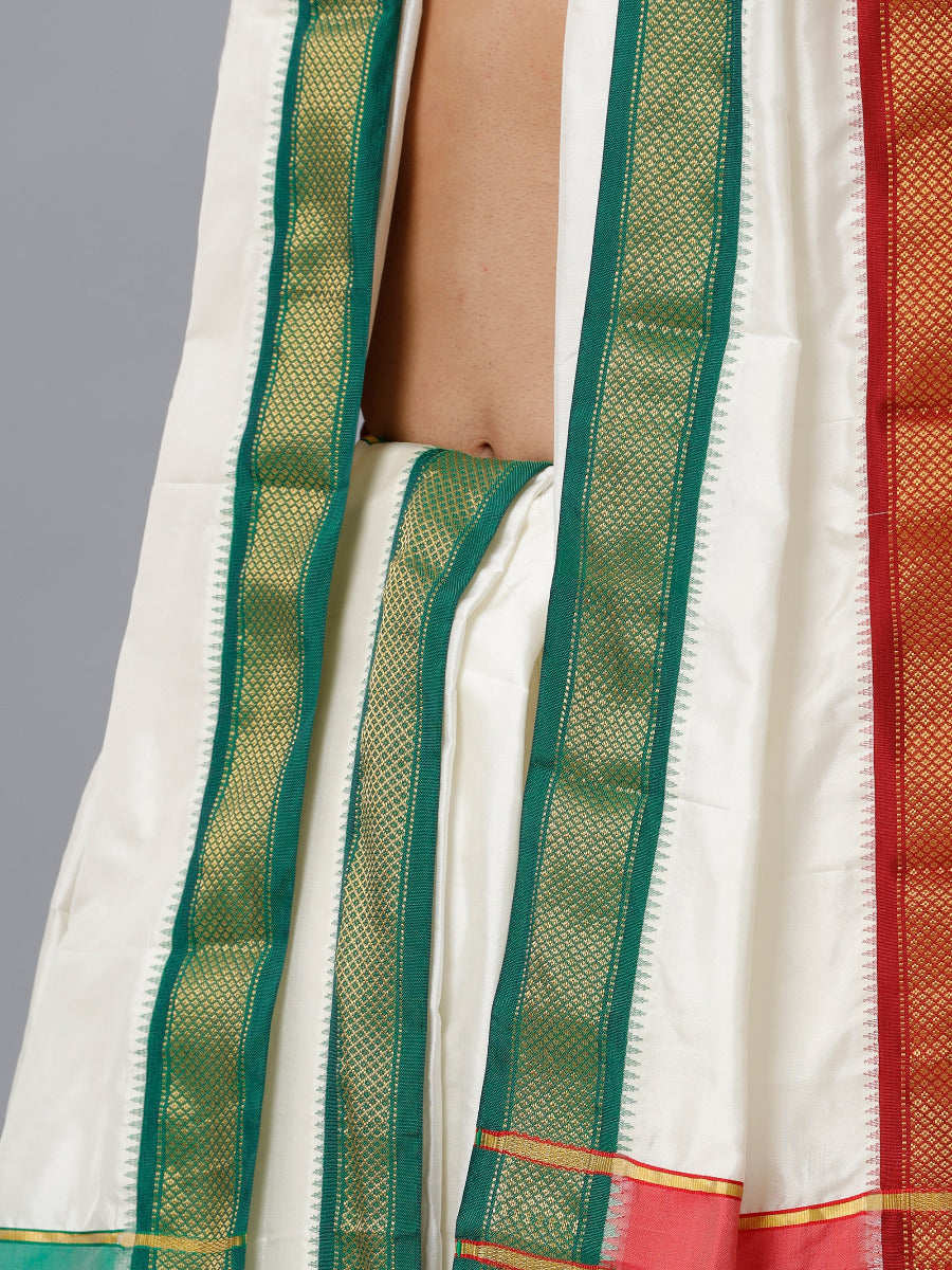 Mens Silk 5K Mayilkhan Dhoti & Towel Set (9+5) Prasanthi-Bottom view\