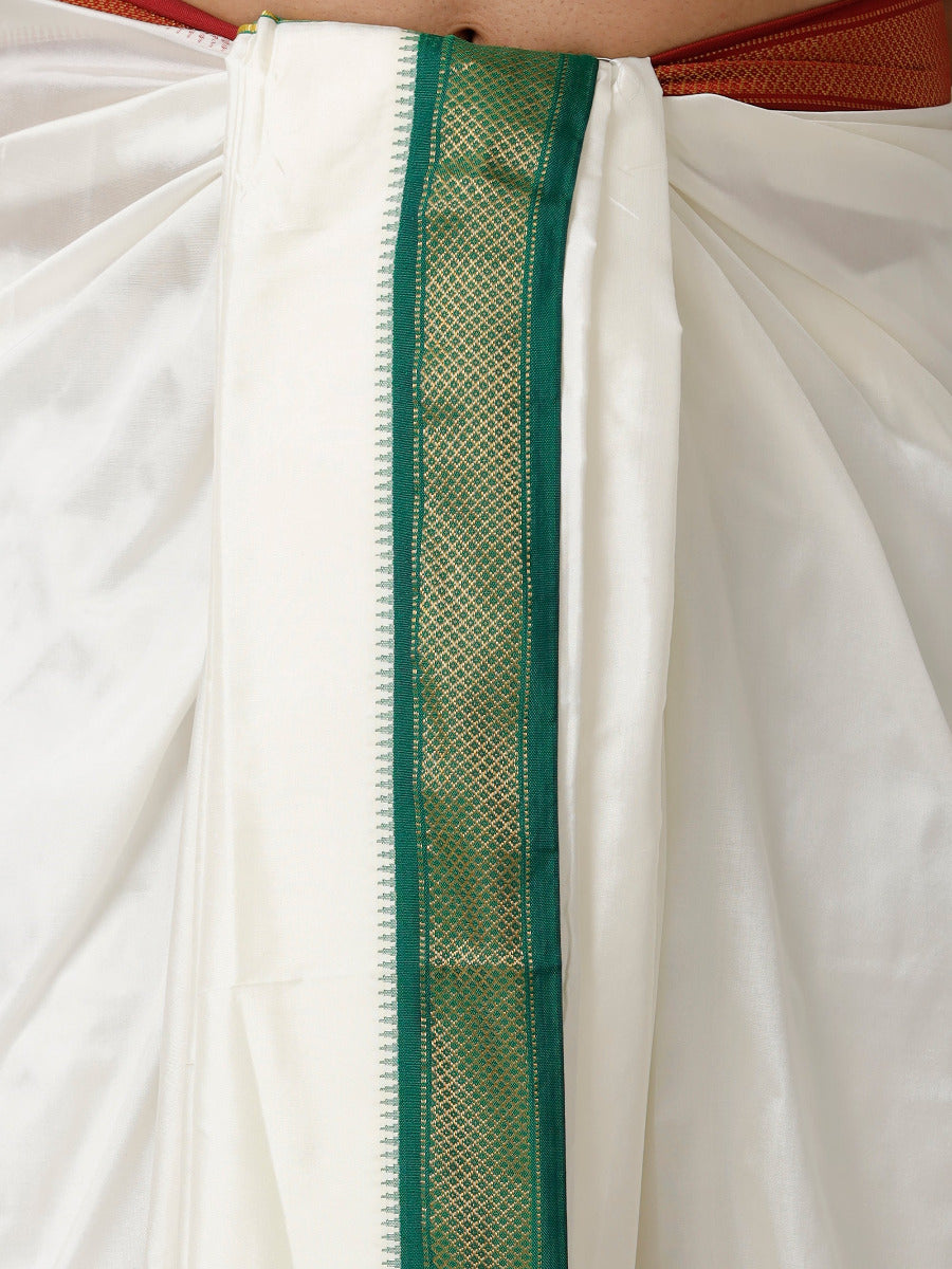 Mens Silk 5K Mayilkhan Dhoti & Towel Set (9+5) Prasanthi-Zoom view