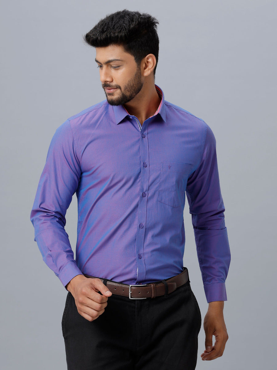 Mens Formal Shirt Full Sleeves Violet MH G104