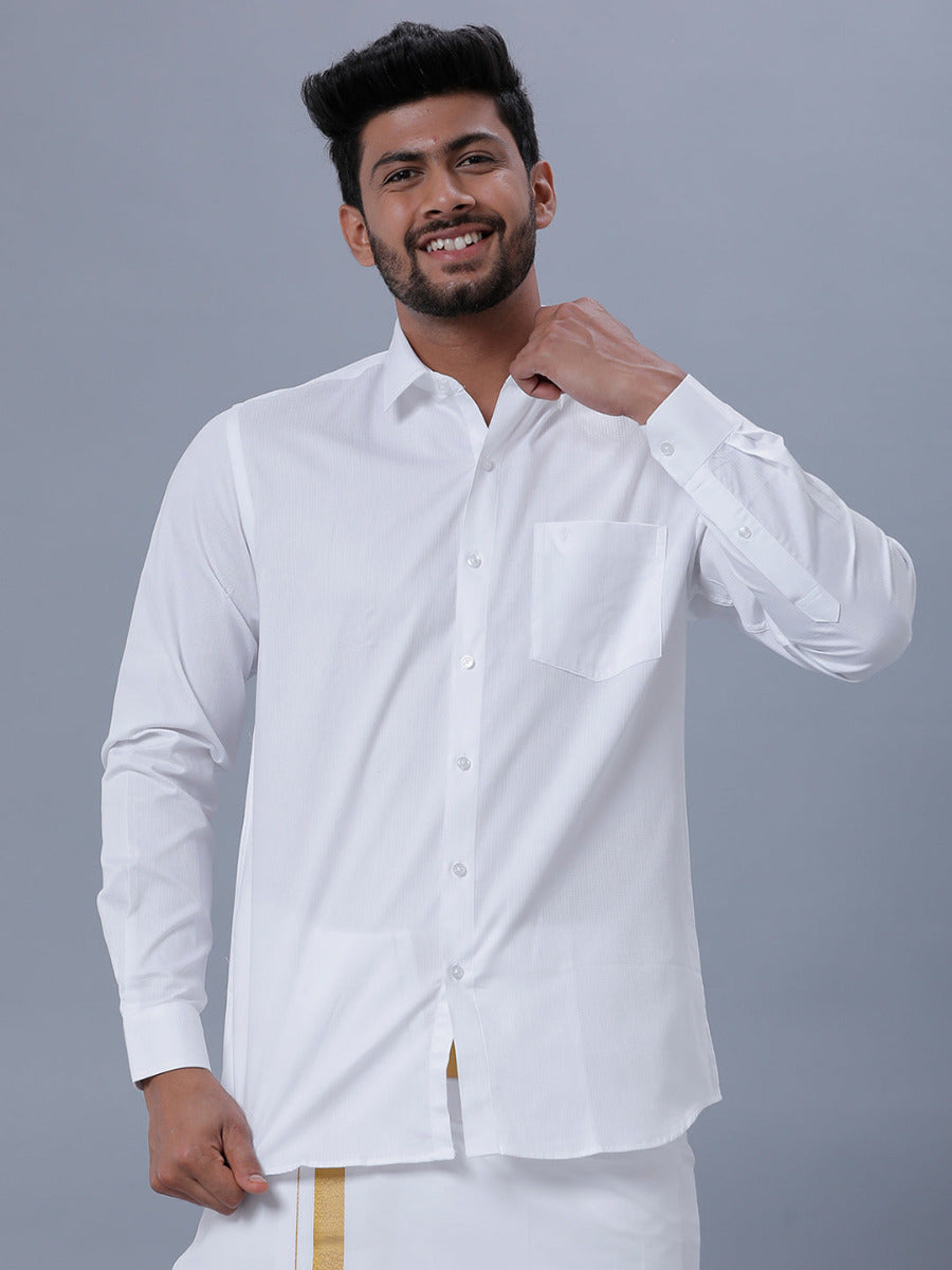 Mens Cotton White Full Sleeves Shirt Unicorn 5