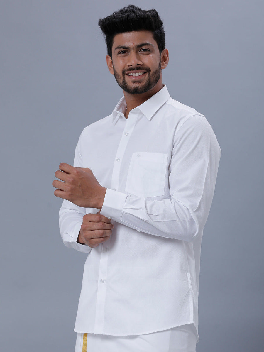 Mens Cotton White Full Sleeves Shirt Unicorn 8-Side view