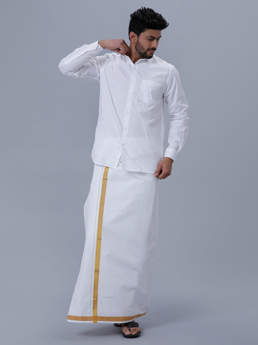 Mens Cotton White Full Sleeves Shirt Unicorn 3-Full view