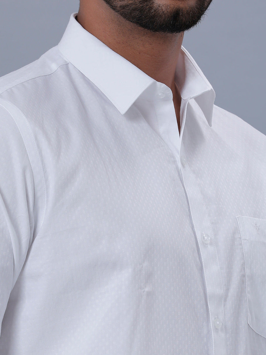 Mens Cotton White Full Sleeves Shirt Unicorn 3-Zoom view