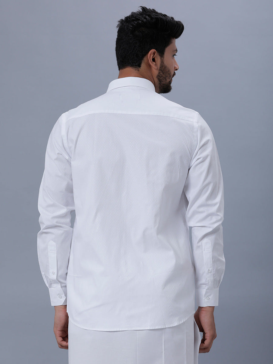 Mens Cotton White Full Sleeves Shirt Unicorn 3-Back view