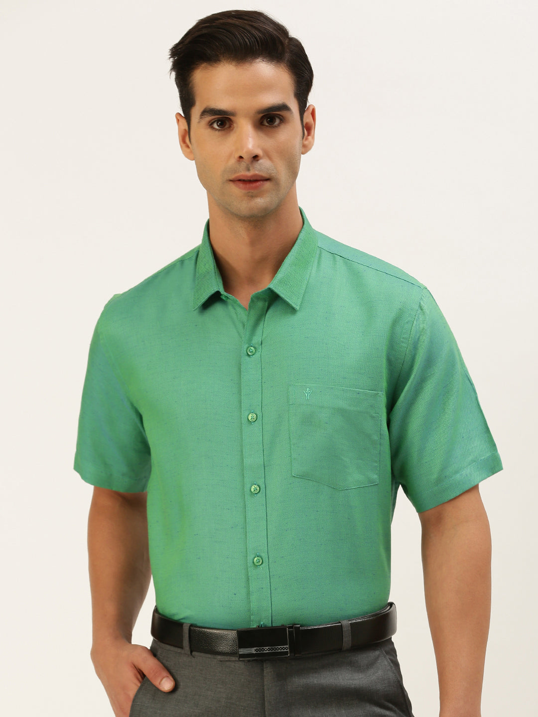 Mens Formal Shirt Half Sleeves Green CY10