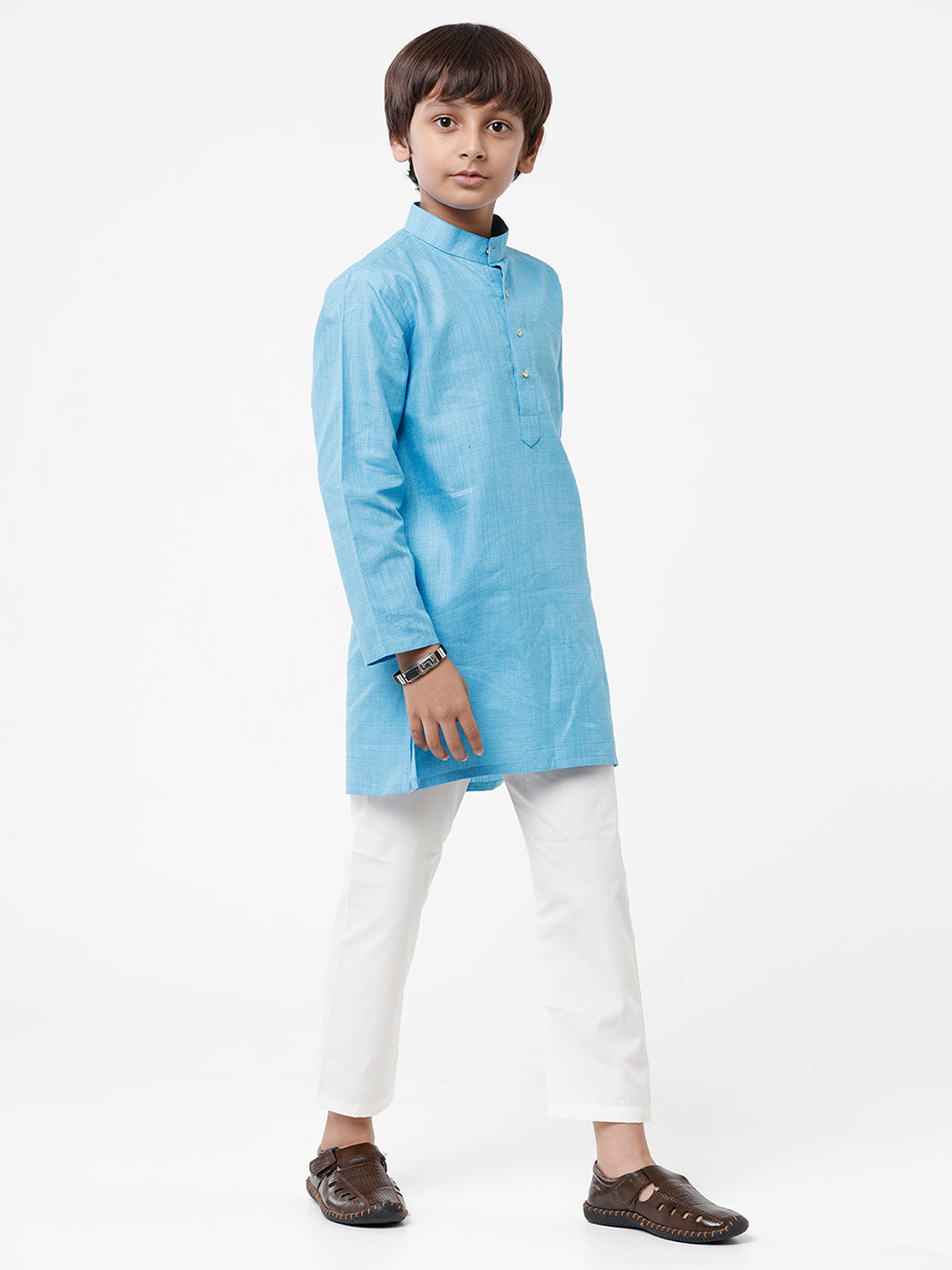 Boys Kurta  Pyjama Set Blue-Side view