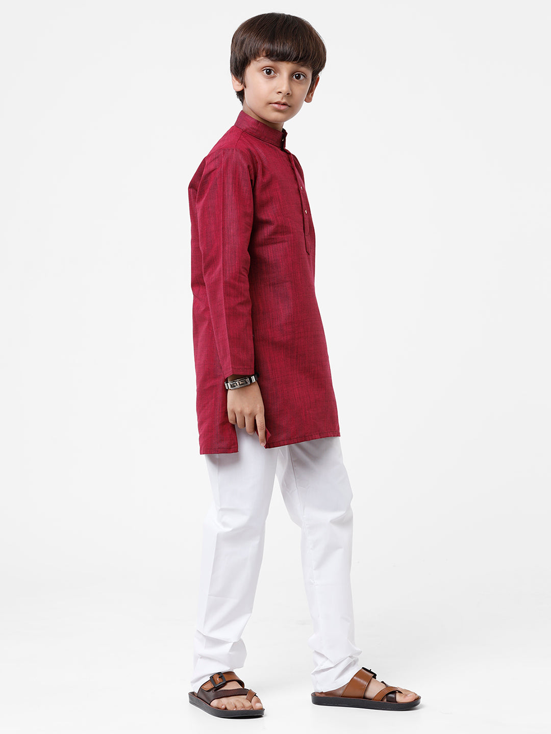 Boys Kurta Pyjama  Set Maroon-Side view