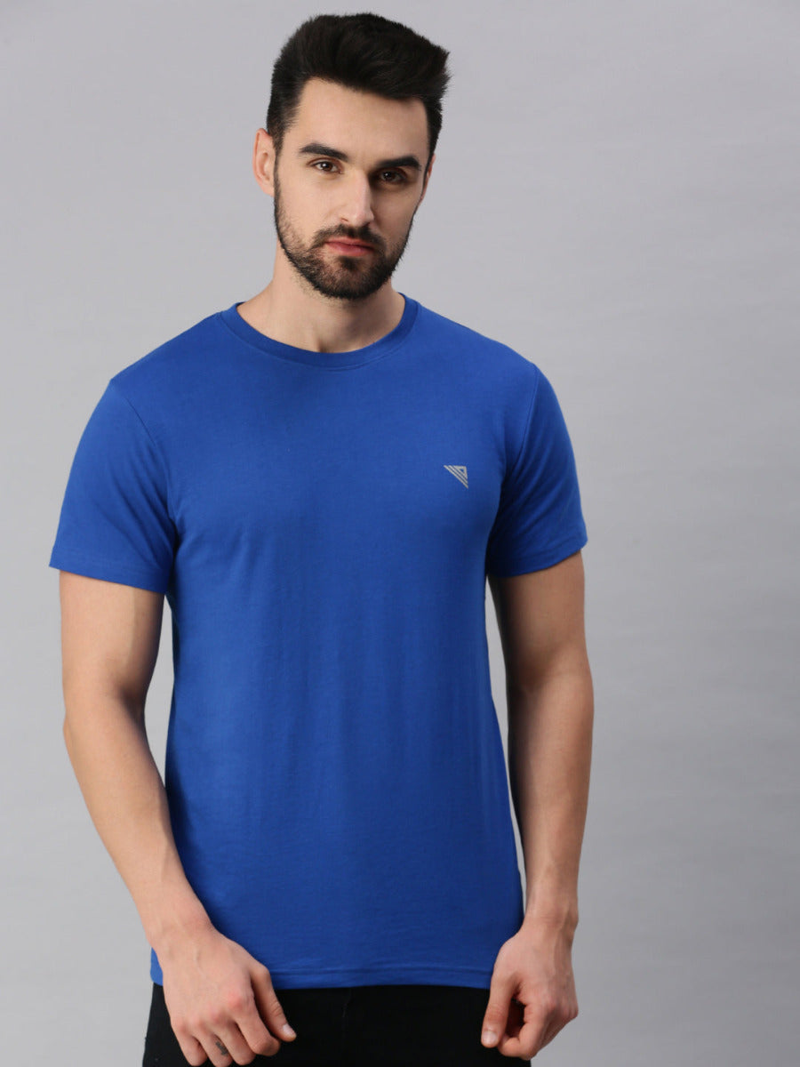 Crew Neck Printed Super Combed Cotton T-Shirt VP5 (2 Pcs pack)-Blue