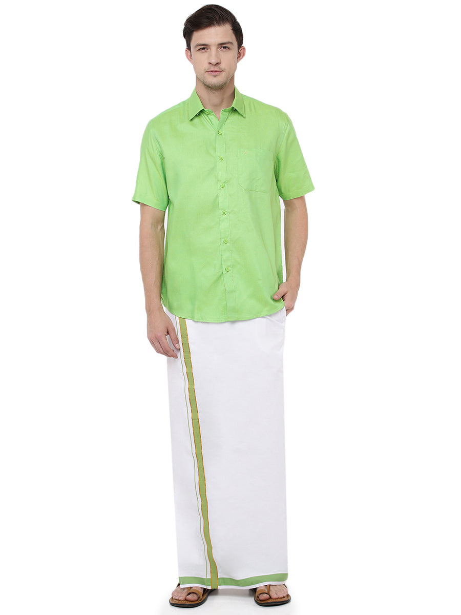 Mens Readymade Dhoti with Matching Shirt Half L Green C104