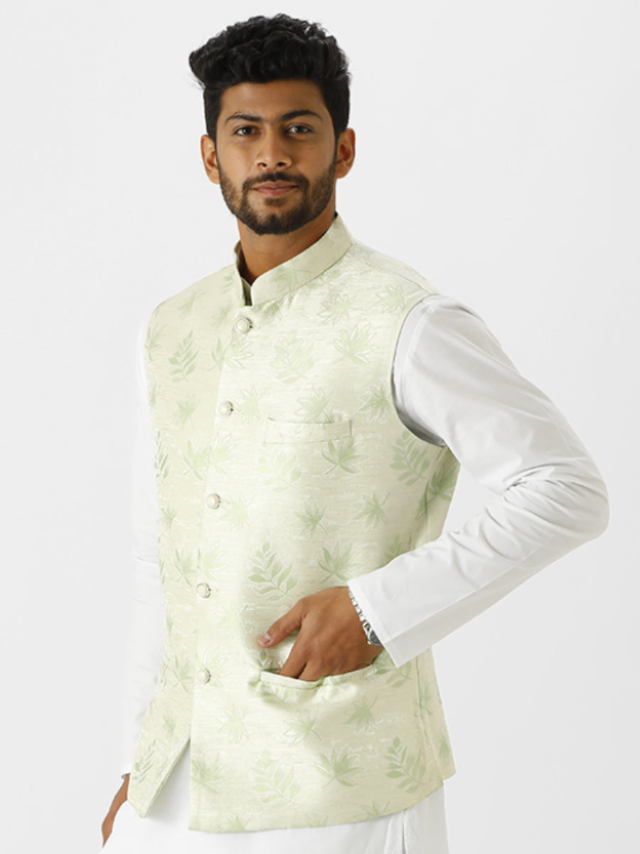 Mens Fancy Ethnic Jacket Green-Side view