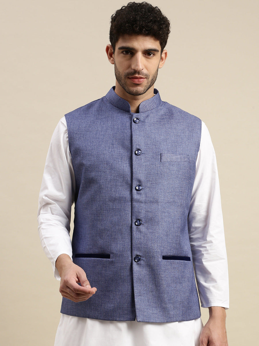 Mens Nehru Jacket Blue DB2