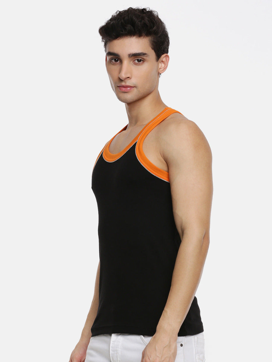 Mens Cotton Gym Vest RN Color Archery RN 5001 (2 PCs Pack)-Side view Black