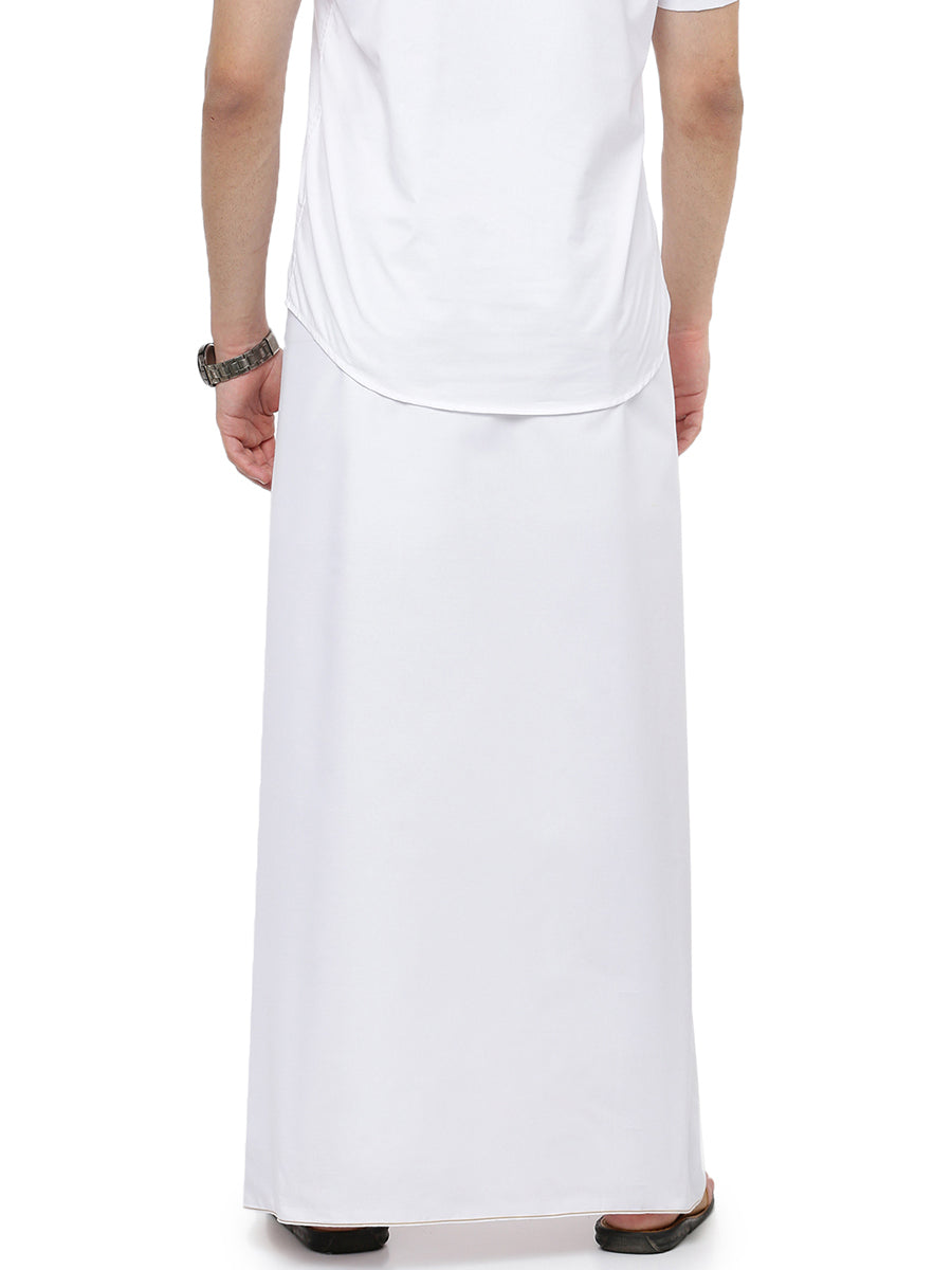 Mens Single Dhoti with Small Border Smart Nice Jari Dhoti-Back view