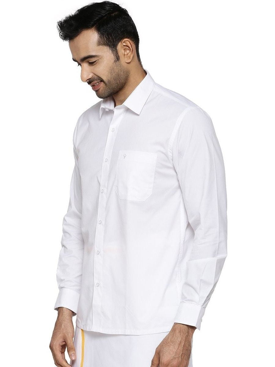 Mens Cotton White Shirt Full Sleeves Plus Size Soft Touch-Side view