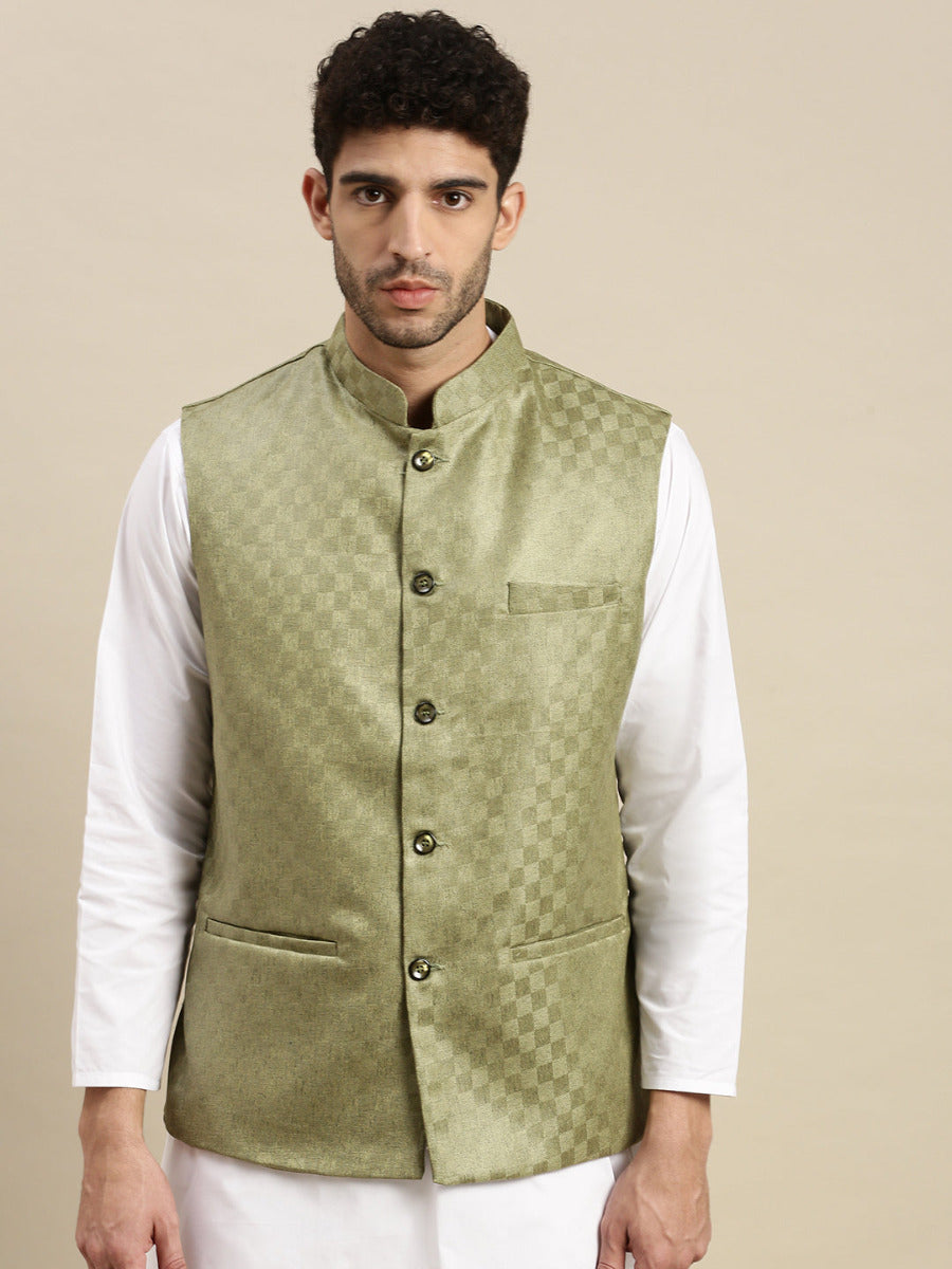 Mens Ethnic Jacket Olive Green DD8